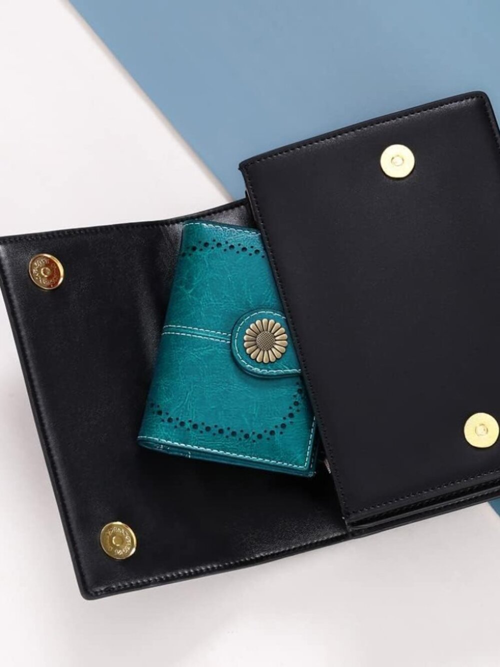 Small Women Wallet Leather Bifold Purse with ID Window - Picture 8 of 8